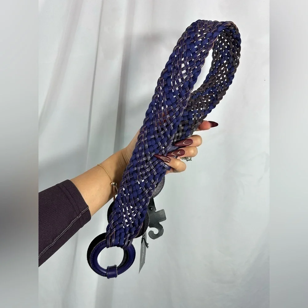 NWT anne klein II purple braided leather belt size L